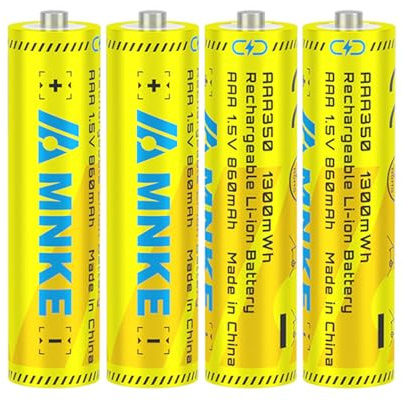 4PCS AAA Rechargeable Lithium Batteries 1.5V1300mWh High-Capacity 1000+ Cycles Ultra-Long Lasting Time Durable Cycle