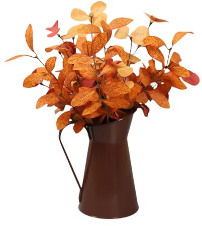 AOOOWER Fiore di rosa artificiale in secchio di ferro pianta artificiale foglia del Ringraziamento tavola centrotavola decorazione per festa di nozze