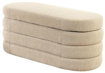 Riess Ambiente Extravagante Polsterbank Vogue - 115cm - Taupe - Bouclé - Sitzbank mit Stauraum