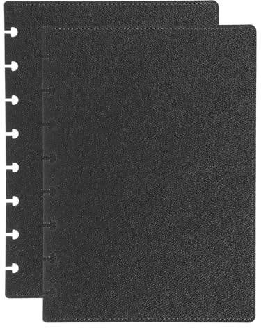 PATIKIL 1 Juego De Cubierta De Cuaderno De Disco De Cuero 6.3 x 8.66 Tamaño A5 Cubierta De Planificador De Disco Para Producto De Oficina De Cuaderno De Disco Negro