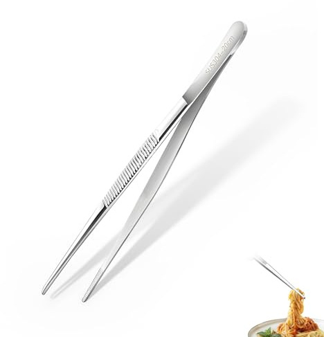 Ztolbriy Pince Cuisine Inox Acier Inoxydable Longue 30cm Pincette de Cuisine Outil Polyvalent Pincette Culinaire pour Griller Cuire et Manipuler Aliments Délicats