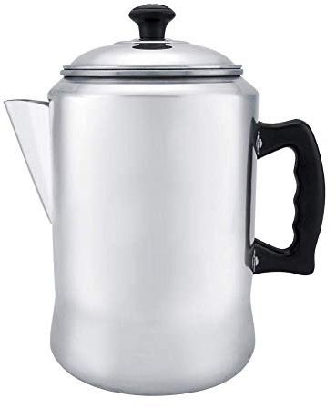equlup Coffee Percolator, 14x14x24cm Aluminum Alloy Coffee Maker Pot Reusable Portable Stove Top with Lid and Handle for Home Office Camping