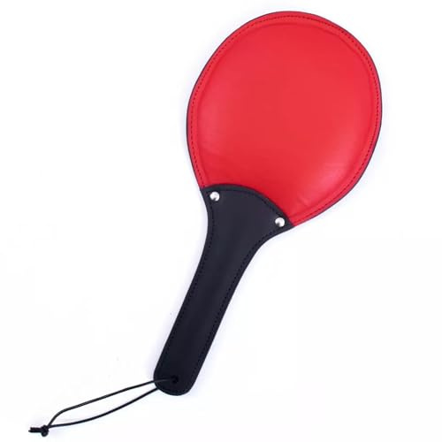 Pagaia in vera pelle fatta a mano lunga 38 cm con cinturino da polso comoda impugnatura per addestramento cavalli, accessori per sport equestri frusta (rossa e nera)
