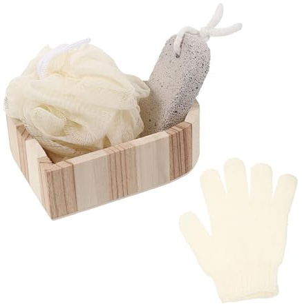 VILLFUL Bade set Damen Geschenk Körperpflege Set mit Peelinghandschuh Ovalem Fußschrubber und Nylonhandschuh Sanfte Tiefenreinigung für Haut und Füße Leicht und Komfortabel für Tägliche