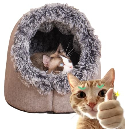Katzenbett große Katzen Katzenhöhle, Winter Warm Pet Cave Bed, Cozy Cat Tent for Indoor Pet, Katzenzelt für Kätzchen kleine, mittelgroße Haustier, weiches und warmes Katzenhaus für Pets (Grau,M)