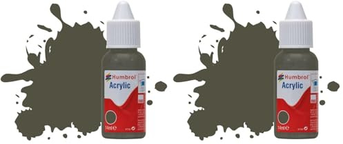 Humbrol Acrylic Paint No.253 RLM 83 Dunkel-Grun Matt dropper bottle,Dark Green (De),14ml (Pack of 2)