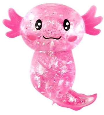 6 Pezzi Giocattolo Antistress Axolotl - Squishy con Glitter in 6 Colori, Morbidi Giocattoli da Schiacciare per Adulti e Bambini, Giocattoli Fidget e Sensoriali
