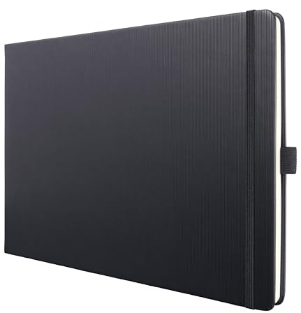 Sigel Conceptum Premium Notizbuch A4 quer dotted schwarz Hardcover | CO204, 132 perforierte Seiten, Quickpocket, Stiftschlaufe und Gummibandverschluss