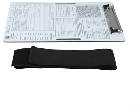 Genouillère pilote en aluminium pour bloc-notes de vol IFR VFR avec clip et sangle élastique, genouillère d'aviation pour pilotes (VFR+A) 24,1 x 16,5 cm