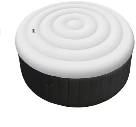 Yinnhom Uppblåsbart överdrag bubbelpool, 165 cm universellt runt uppblåsbart poolskydd, isolerat spa-skydd, väderbeständigt och dammtätt, för bubbelpooler och spa, bubbelpooltillbehör för pooler