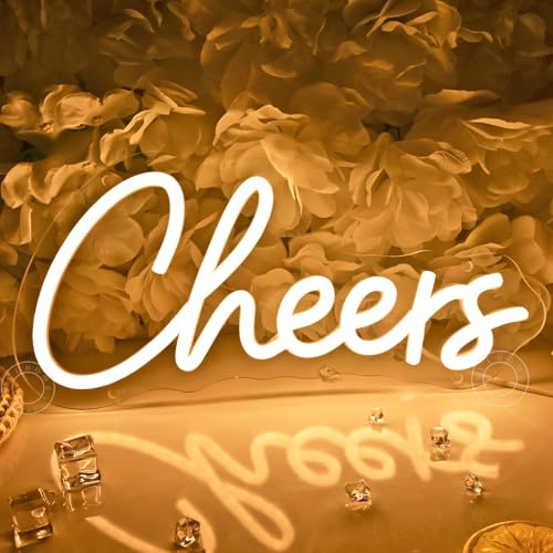 SYLHOME Cheers LED-Neonlichtschild, Zuhause, Bar, Pub, Bier, Wein, Club, Wandschild, Dekoration, Hintergrund, Hochzeit, Geburtstag, Party, Banner, Weihnachtsgeschenke, 30 x 14,5 cm, USB