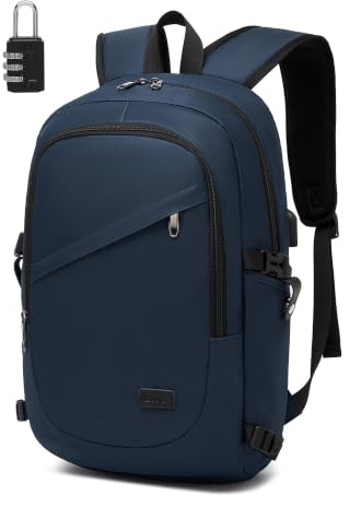 Kono Laptop Backpack School Bag Anti Theft Rucksack for Men Blue | USB Charging Port, 15.6 Inch Laptop Compartment, Security Lock, Water Resistant, Lightweight, for Commuting Work & Travel