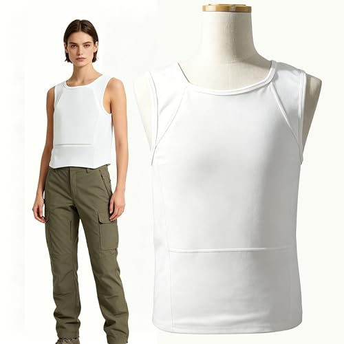 Generisch NIJ IIIA Level Bulletproof Vest,Kugelsichere Weste,Schusssichere Weste für Herren Damen, Leichte Verdeckt Tragbare Stichfeste Unterziehweste mit UHMW‑PE Schutzplatten,Vorne & Hinten Schutz