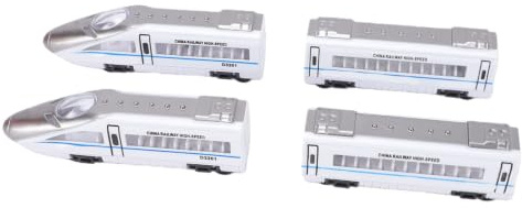 Zunate Alloy Höghastighetståg Modell Leksaker - 4-pack Miniatyr Tunnelbana Tågset, Metall Höghastighetståg Repliker för Fantasifulla Rollspel, Robust Konstruktion med Modulär Spår (Vit)