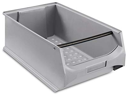 aidB Sichtlagerbox 500x300x200mm 4 Stk. – Sortierboxen für Kleinteile – Lagerboxen Werkstatt & Gewerbe – Kleinteilmagazin mit Griffstange – Sortimentskasten Schütten & Regalsysteme - Gr. 5.1 - Grau