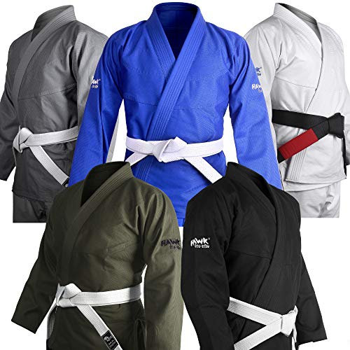 HAWK Jiu Jitsu Brazilian Jiu Jitsu Gi BJJ Uniform Kimonos Ultra Light, Preshrunk, freier Gurt !!! Schwarz A5