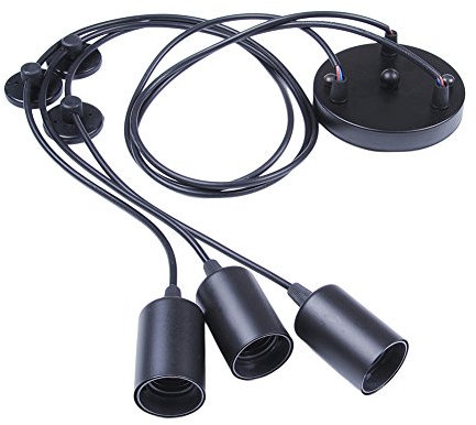 TOPDÉCORÉ Éclairage Suspendu Edison 2Mètres Réglable Plafonnier Araignée Lumière Métal Fil Cage Pendentif Éclairage Lustre Moderne Industriel Lumière Lumineuse (Ampoule NON INCLUS) (3 Bras)