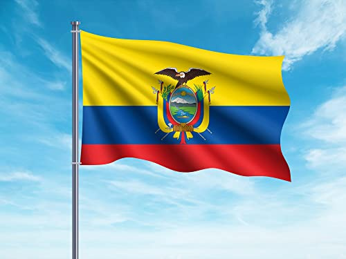 Oedim Bandera de Ecuador 85x1,50cm | Reforzada y con Pespuntes | Bandera con 2 Ojales Metálicos y Resistente al Agua