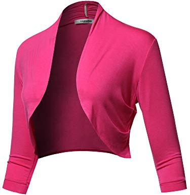 SSOULM Women's Open Front Knit Blazer - Stretchy Soft Cardigan Jacket for Business Casual Office, Slim Fit Lightweight Work Blazer, Sca005_fuchsia, Medium