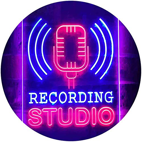 ADVPRO Recording Studio Microphone On Air Dual Color LED Barlicht Neonlicht Lichtwerbung Neon Sign Rot & blau 210 x 300mm st6s23-i3519-rb