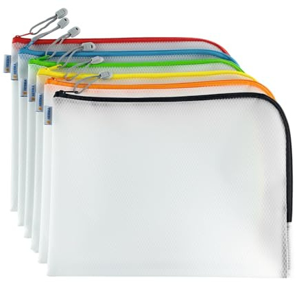 HERMA Dokumententasche A4 mit Reißverschluss Set, 10 Stück, große wasserdichte Reißverschlusstasche, verschließbare Dokumentenmappe aus Kunstoff mit Zipper, halb-transparent, 36 x 28 cm