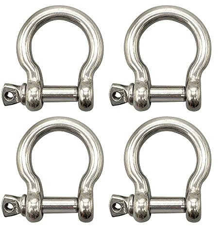 ACY Marine Stainless Shackles -Shackles Pack of 4-316 Stainless Steel Clips Marine Grade - Bow Shackles - Heavy Duty (5/16)
