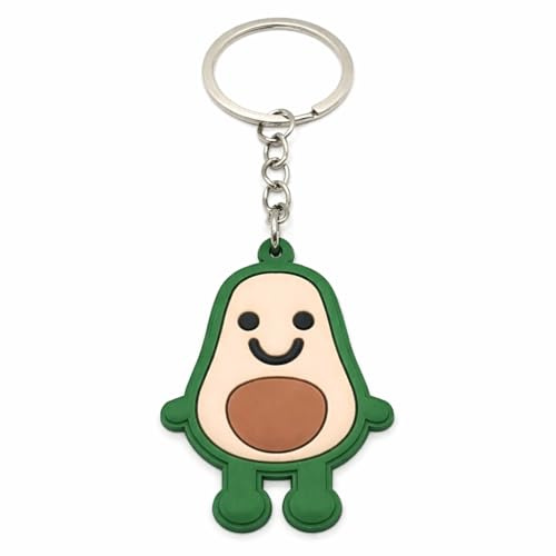 Promotech Lächelnde Avocado Schlüsselanhänger aus Gummi – Süßes Design für Kinder & Erwachsene – Fröhlichkeit im Taschenformat – Lustiges Geschenk & Trendiges Accessoire