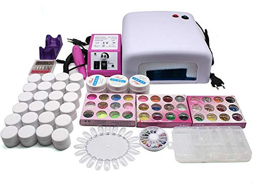 Set di unghie in gel per principianti, set completo di gel UV, set professionale per lo studio delle unghie, regalo per donne, set di unghie in gel Starter se+lampada LED UV da 36 W + lucidatrice