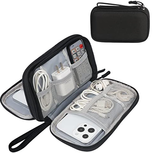 Simpolor Kabeltasche, Doppelte Schichte Elektronik Cable Organizer Bag für Travel Kabel Organizer Elektronische Zubehör Case für Kabel, Powerbank, USB-Laufwerk, Ladegerät, Maus, SD Karten - Schwarz