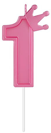 BOXOB 3 Inch Birthday Number Candle, 3D Number Candle with Crown Decor Large Cake Topper Number Candles for Birthday Cakes Wedding Anniversary Graduation Festival Party (Pink, 1) (B06CX001)
