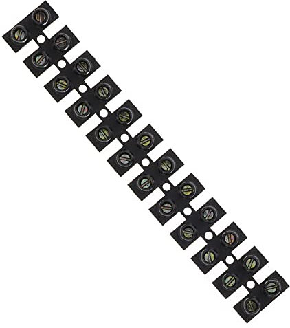 3A Amp Terminal Block, 12 Way Electrical Terminals, Black Polyethylene Electrical Connector Strips, Chocolate Chock Blocks for Wire Connecting/Joining Cables, Dual Row 12 Piece Position Wire