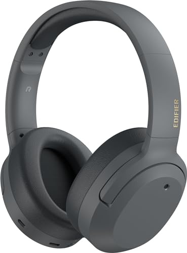 Edifier W820NB Plus Hybrid Active Noise Cancelling Headphones, Over Ear Bluetooth V5.2 Headphones with LDAC Codec, Hi-Res Audio, Fast Charge, Ideal for Travel, Flight, Train and Commute - Grey