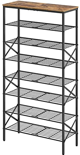 YATINEY Scaffale Portascarpe a 8 Ripiani, Scarpiera, Grande Capacità, Organizzatore Portascarpe, fino a 32 Paia di Scarpe, per Ingresso, Corridoio, Marrone Vintage XSS08BR