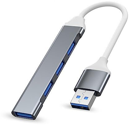 Hub USB 3.0 Splitter Porta USB 4 in 1 con 1 porta USB 3.0 e 3 porte 2.0 Compatibile con computer portatili MacBook Pro Windows e altri dispositivi con porte USB-Grigio