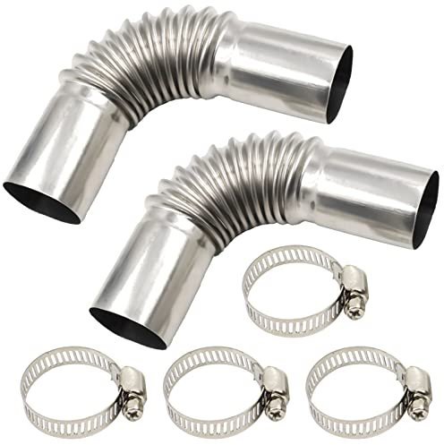 2 Stück Edelstahl Abgasrohr Winkelverbinder, 24MM GasEntlüftungsschlauch Abgasrohr Standheizung Standheizung für Stromerzeuger Diesel Heizung, mit 2 Clips