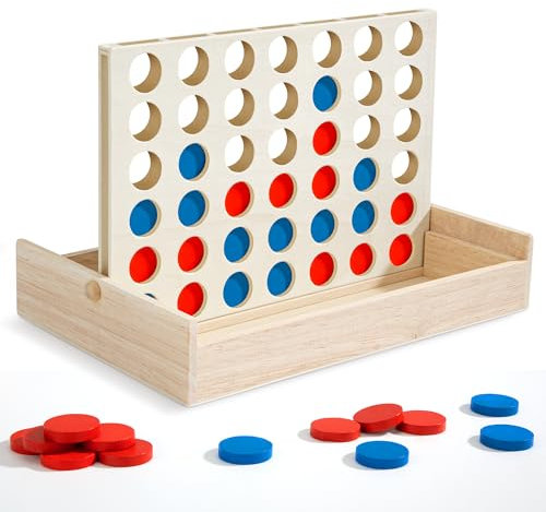 Vier Gewinnt Holz, 4 in Einer Reihe Reihe Vertikales Brettspiel für Kinder ab 3-8 Jahren, Strategiespiel für 2 Spieler,Pädagogische Spielzeuggeschenke für Kinder Geeignet