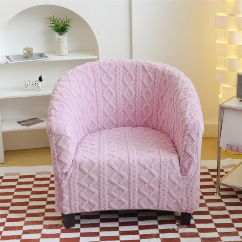 Highdi Jacquard Plüsch Sesselschoner Sesselbezug Weiches Stretch Sesselüberwurf 1 Sitz Sesselhusse, Tub Chair Covers Cocktailsessel Clubsessel Loungesessel (Rosa)