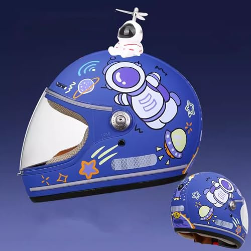 Casco Integrale Da Moto Per Bambini Casco Da Corsa Per Motocross ATV Casco Per Ciclomotore Elettrico Da Strada Per Ragazze Per Bambini Di 4-15 Anni E,46-53CM