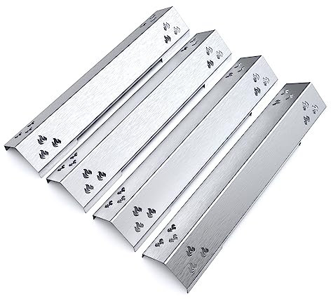 teileplus24 BR10-4-SM Gasgrill Edelstahl Brennerabdeckung kompatibel mit Jamestown Knox 4-Brenner | Flavorizer Bars | Passgenau | Rostfrei | Brennerschutz
