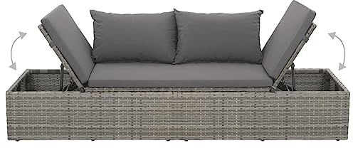Festnight Gartensofa mit Liegefunktion Balkon Liegesofa Rattan Sonnenliege Gartenliege Sofa Liege Lounge Sofa Outdoor mit Schlaffunktion Rattansofa Balkon Bank Verstellbar Balkonmöbel