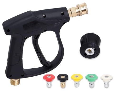GIONAR 4350 PSIPressure Washer Gun, High Power Jet Wash Gun with 5 Nozzles, Compatible with Karcher, Ideal for Car Washing & Cleaning(1/4 Quick Connector & M22 14MM Fitting)