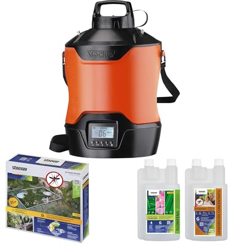 STOCKER - Nebulizzatore Giardino Elettrico Ricaricabile - Kit Completo Geyser per Zanzare con Timer e Pompa - 12L