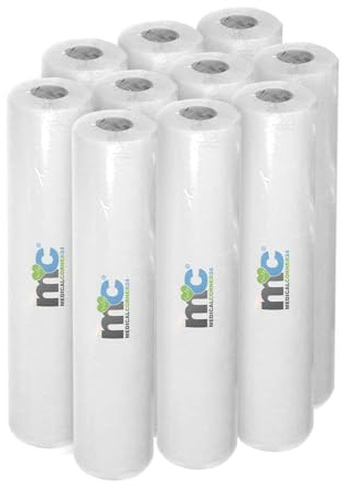 Medicalcorner24 Ärztekrepp, Ärzterolle, Liegenabdeckung, Liegenpapier, Liegenschutz, perforiert, 2-lagig, Zellstoff, 59cm x 50m, 10 x 1 Rolle, weiß
