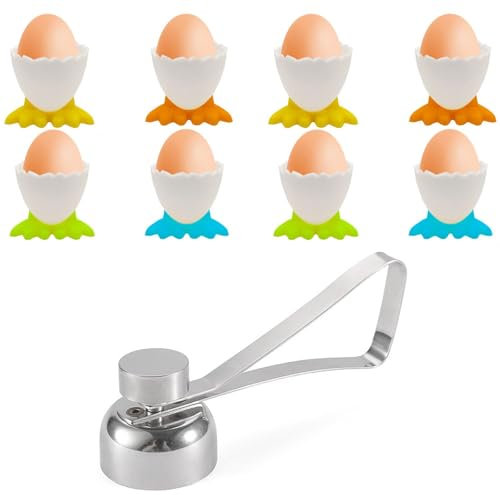 KFSCIP 9pcs Cartoon Egg Cup Set With Chicken Feet Design - Easter Holder Stand for Soft Boiled Eggs - Yellow