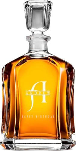This customised Whiskey Decanter Features a Distinct Monogram and can be Personalised with Any Name and Occasion.