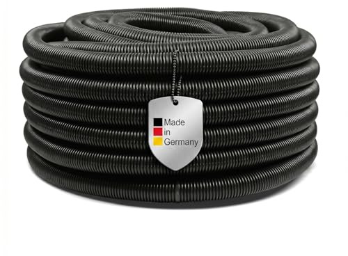 POOL Total Schwimmbadschlauch Ø 38 mm Schwarz - Flexibler Poolschlauch aus PE - Integrierte Muffen alle 1,50 m - Trittfest & beständig - Made in Germany - 6 m