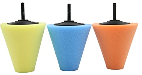JECOMPRIS Tampone Di Spugna a Forma Conica 3 Pollici Per Lucidatura Auto, Pad Lucidante Professionale Arancione Per Ceratura, Sigillatura e Rifinitura Ruote e Dettagli Auto