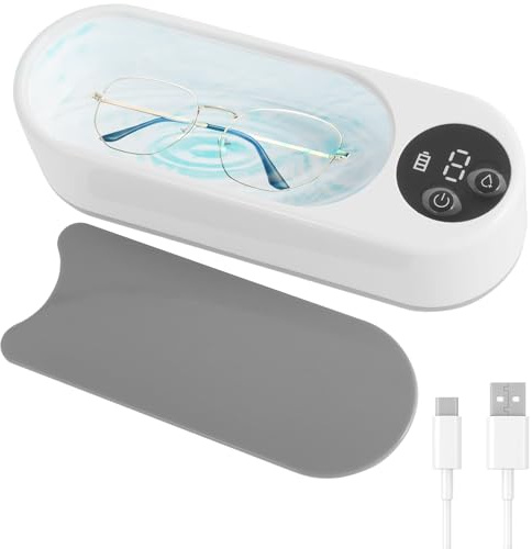 Fyeme Nettoyeur à ultrasons professionnel pour bijoux avec 2 modes de minuterie portable - Nettoyeur de bijoux multi-usages - Nettoyeur à ultrasons pour bijoux en verre
