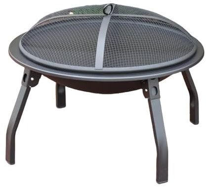 Braciere a legna portatile pieghevole in ferro per giardino, campeggio, picnic, 55 cm