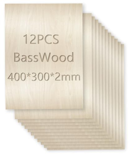12 Pack Unfinished Basswood Sheets, 400x300x2mm Plywood Thin Board for Home Decor, Arts, DIY Crafts Projects, Woodcraft Model, Painting(400 * 300 * 2mm)